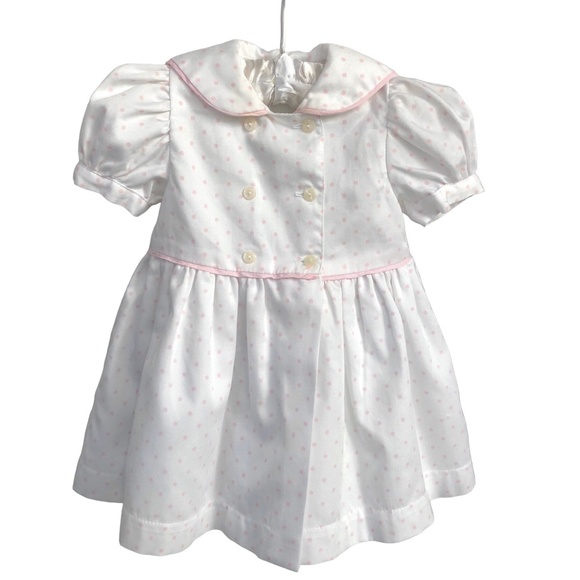 Bravo Bambino Italian White Pink Polka Dot Dress Girl's 9 M (6-12)